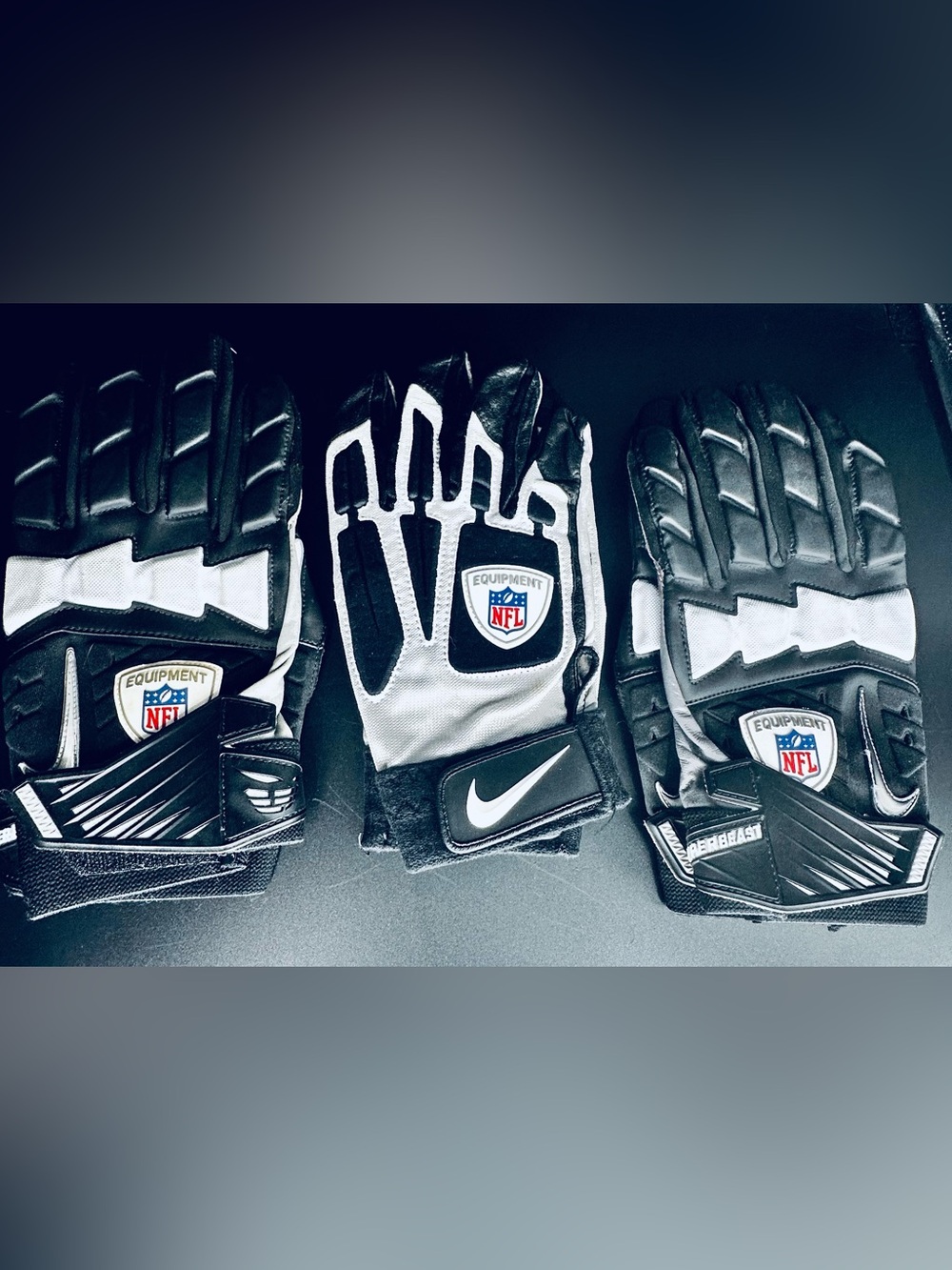 Nike Black and White NFL Equipment Football Gloves